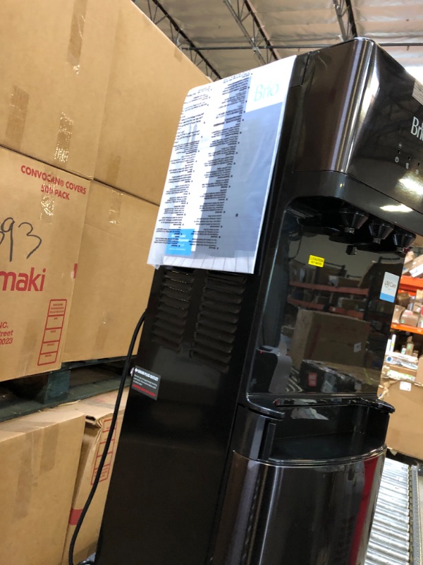 Photo 1 of Brio Self Cleaning Bottom Loading Water Cooler Water Dispenser – Black Stainless Steel - 3 Temperature Settings - Hot, Room & Cold Water - UL  (NEW, MINOR DENT)