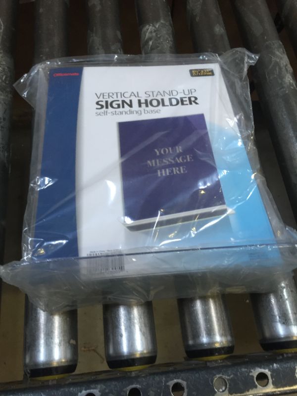 Photo 2 of Officemate Upright Sign Holder, Vertical Clear
