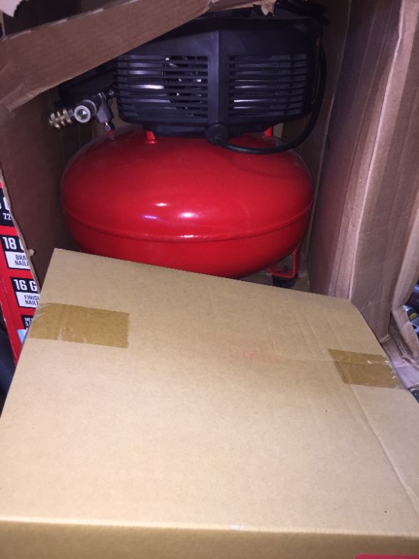 Photo 1 of CRAFTSMAN Compressor Combo Kit, 6 Gallon, Pancake, 3 Tool (CMEC3KIT) Air Compressor w/ 3 Tools