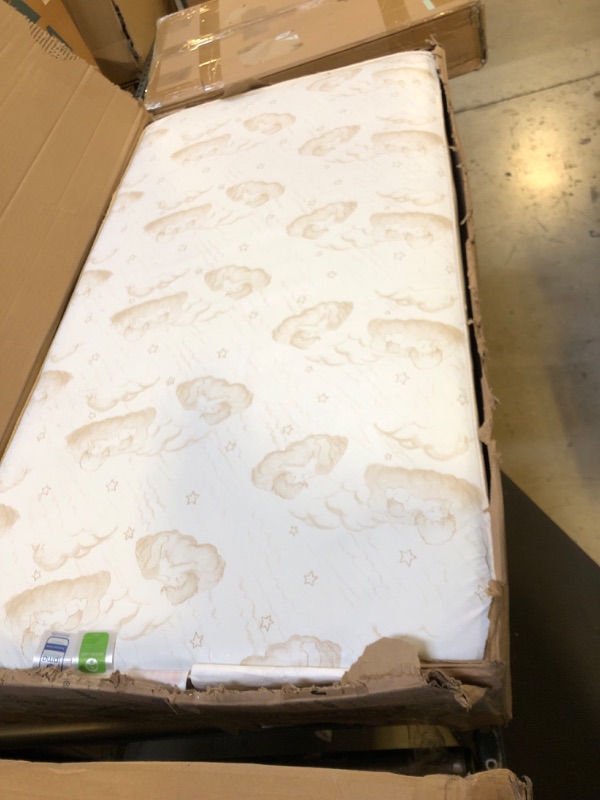 Photo 3 of Dream On Me Foam 2-in-1 Breathable Twilight 5" Spring Coil Crib and Toddler Bed Mattress Firm,Plush with Reversible Design I White/Brown I Greenguard Gold Certified I JPMA Certified Beige Cloud Breathable Cover Crib