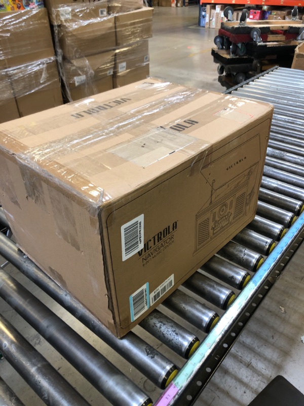 Photo 1 of Victrola 8-in-1 Bluetooth Record Player & Multimedia Center, Built-in Stereo Speakers - Turntable, Wireless Music Streaming, Real Wood | White White Entertainment Center