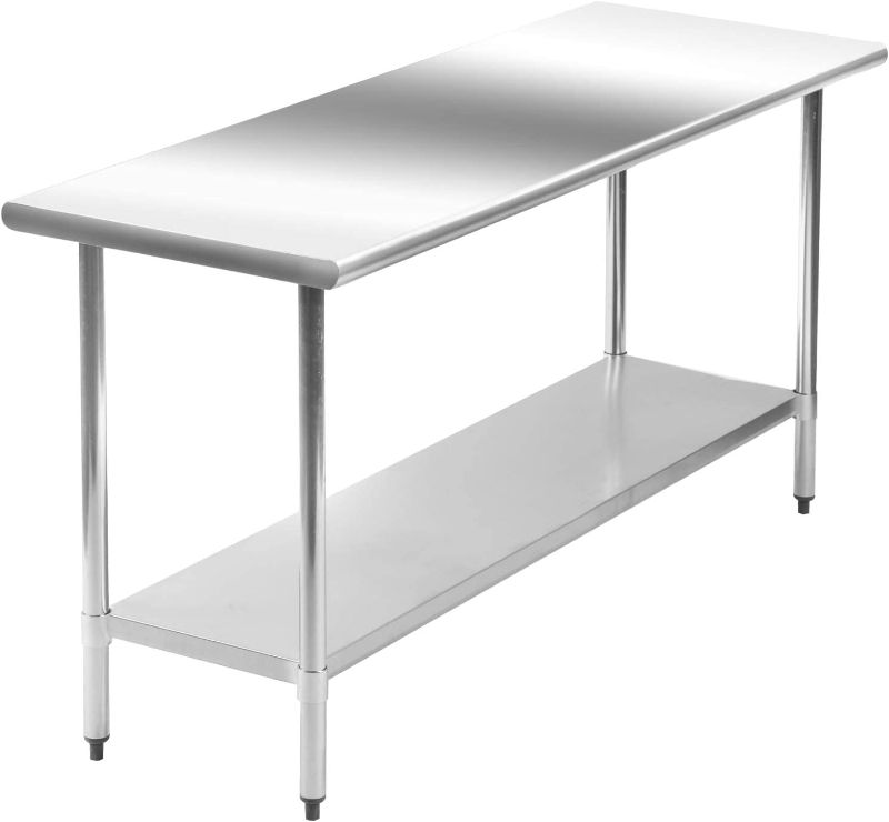 Photo 1 of 24 x 60 Inch Stainless Steel Work Table Kitchen Work Table Scratch Resistent Commercial Work Table Metal Table with Adjustable Table Foot for Kitchen Home Restaurant
