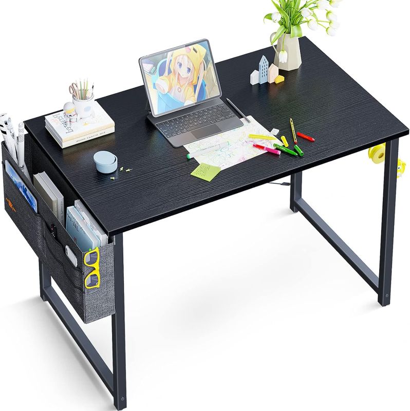 Photo 1 of ODK 32 inch Small Computer Desk Study Table for Small Spaces Home Office Student Laptop PC Writing Desks with Storage Bag Headphone Hook, Black
