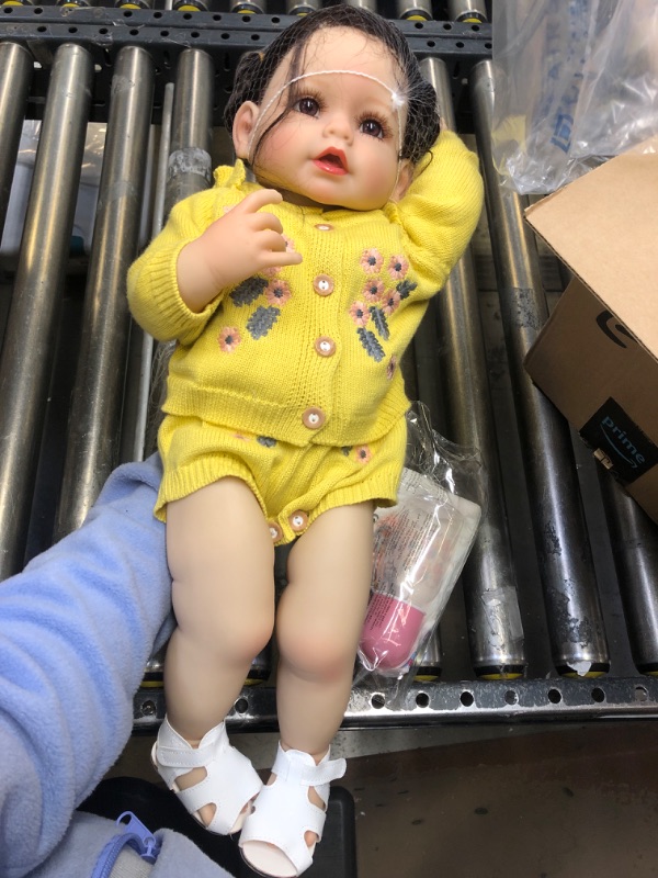 Photo 2 of TERABITHIA 22 Inches Rooted Hair Bath Toys So Truly Reborn Baby Doll Crafted in Full Body Silicone Vinyl Anatomically Correct Newborn Realistic Toddler Girl Dolls Look Real Yellow