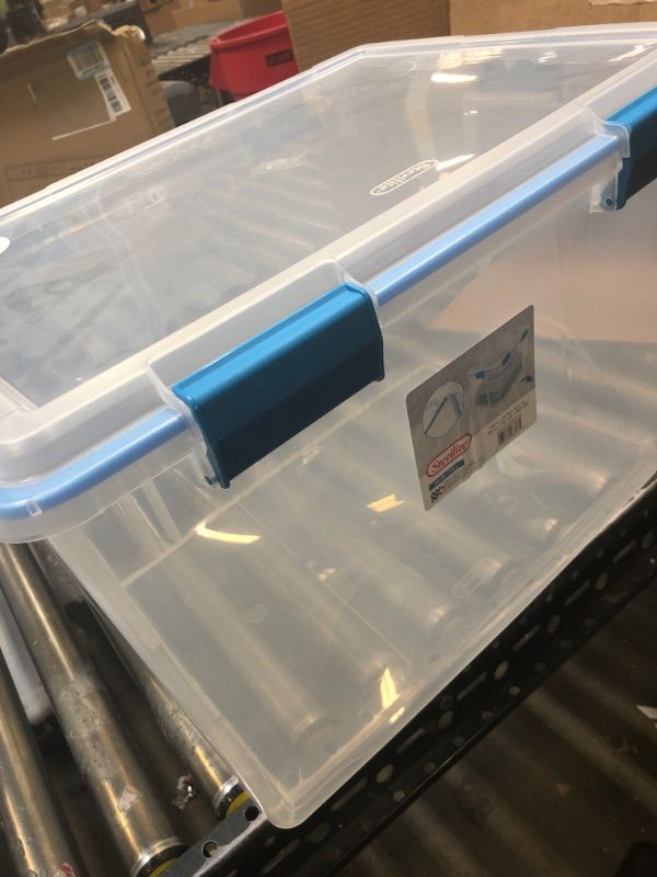 Photo 1 of Sterilite 80 Quart Clear Plastic Stackable Storage Container Box Bin with Air Tight Gasket Seal Latching Lid Long Term Organizing Solution