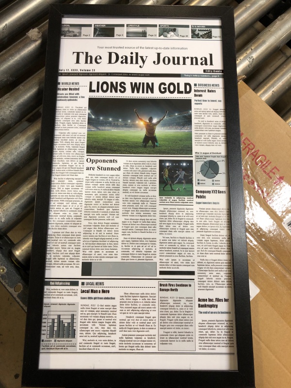 Photo 1 of Americanflat 11x22 Newspaper Frame In Black - Assorted Media Article Cover Frame - Hanging Hardware Included - 22x11 Front Page Newspaper Picture Frame & 16x20 Poster Frame in Black - Composite Wood Black 1 Pack Frame + Poster Frames Black