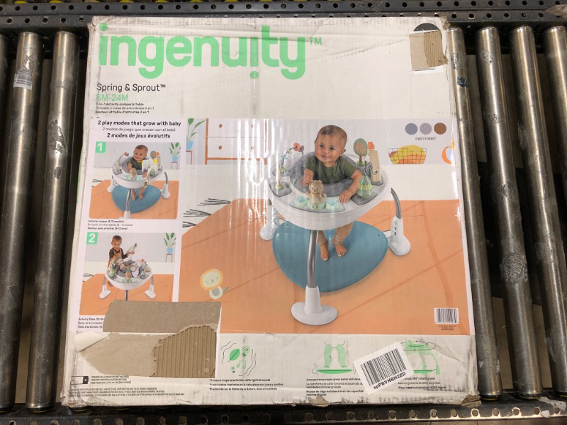 Photo 1 of Ingenuity Spring & Sprout 2-in-1 Baby Activity Center Jumper and Table with Infant Toys - Ages 6 Months +, First Forest