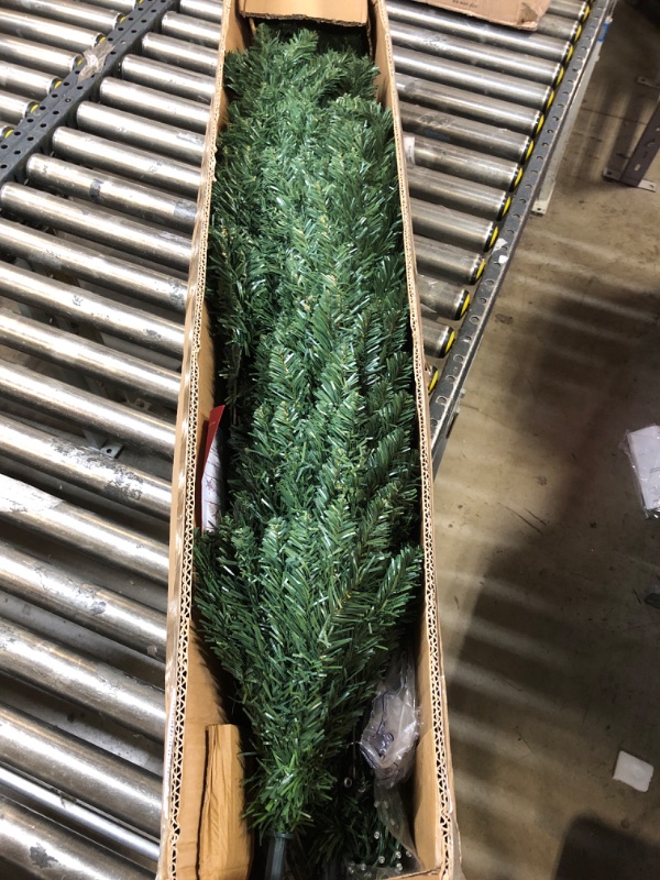 Photo 2 of 6 Feet Prelit Laser Artificial Slim Christmas Tree 250 LED Warm Lights Plug in 720 Branch Tips Metal Stand Hinged Pencil Xmas Tree Christmas Decorations Home Indoor Outdoor Holiday(Spruce Green) Bling Spruce Green 6 feet