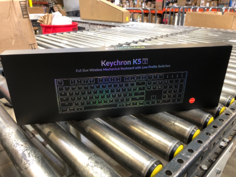 Photo 3 of Keychron K5 Ultra-Slim Full Size Layout Wireless Bluetooth Gaming Mechanical Keyboard, 104 Keys White LED Backlight Wired Keyboard for Mac Windows, Low Profile Gateron Brown Switch