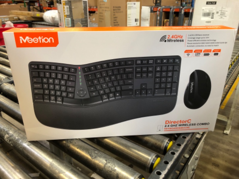 Photo 3 of MEETION Ergonomic Wireless Keyboard and Mouse, Ergo Keyboard with Vertical Mouse, Split Keyboard with Cushioned Wrist, Palm Rest, Natural Typing, Rechargeable, Full Size, Windows/Mac/Computer/Laptop