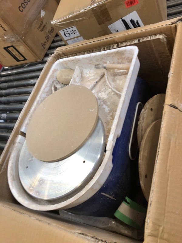 Photo 1 of VEVOR Pottery Wheel, 11in Ceramic Wheel Forming Machine, Adjustable 0-300RPM Speed Handle and Foot Pedal Control, ABS Detachable Basin Sculpting Tool Apron Accessory Kit for Work Art Craft DIY 450W Manual & Foot Speed Control Blue-lcd Touch Screen