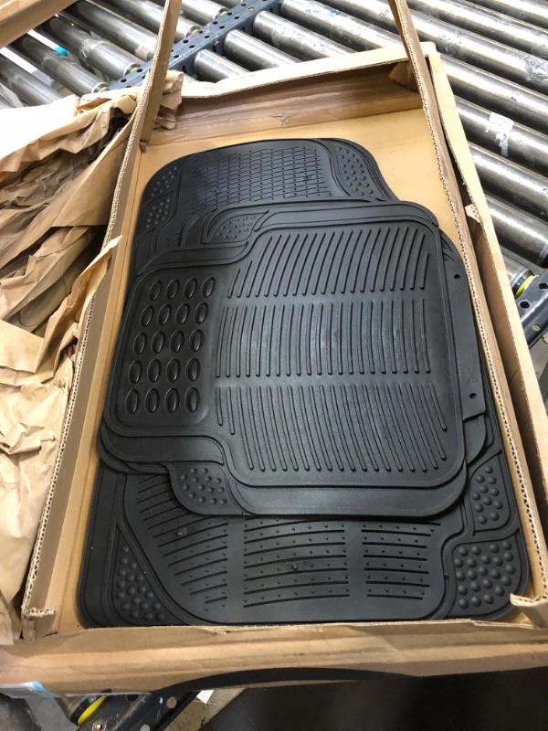 Photo 3 of BDK All Weather Rubber Floor Mats for Car SUV & Truck - 4 Pieces Set (Front & Rear), Trimmable, Heavy Duty Protection Black