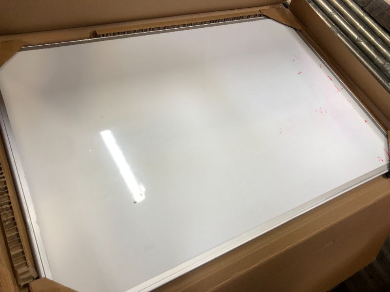 Photo 2 of Amazon Basics Magnetic Dry Erase White Board, 36 x 24-Inch Whiteboard - Silver Aluminum Frame 24" x 36" Magnetic, Aluminum Frame