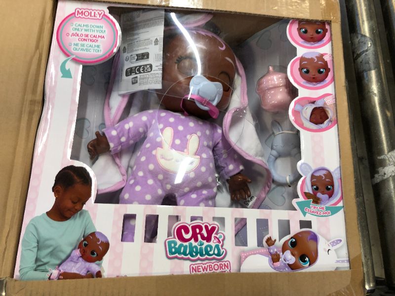 Photo 2 of Cry Babies Newborn Molly - Interactive Baby Doll with 20+ Baby Sounds, Girls & Kids Age 18M and Up