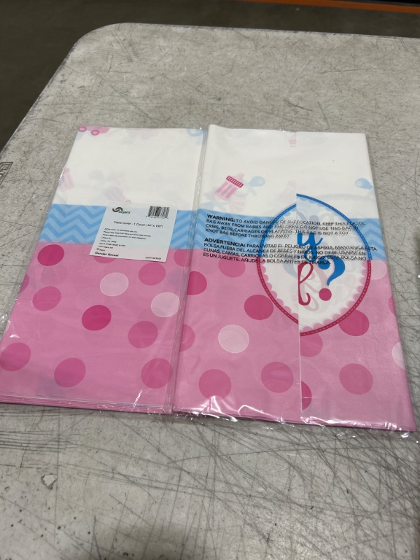 Photo 2 of 2 PACK - Oojami Plastic Tablecover, 54 x 108 Disposable Table Cover (Gender Reveal)
