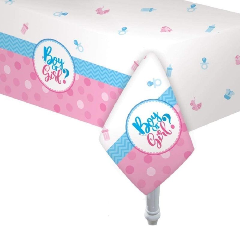 Photo 1 of 2 PACK - Oojami Plastic Tablecover, 54 x 108 Disposable Table Cover (Gender Reveal)
