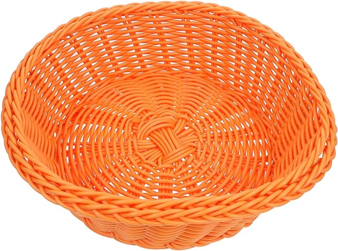 Photo 1 of 1pc Woven Fruit Basket Home Fried Chicken Baskets Wicker Storage Baskets Dresser Decor Vegetable Basket Bowl Cake Decorating Tabletop Decor Bread Basket Snack Round Tray re-usable 