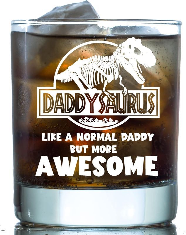 Photo 1 of Awesome Dad Gifts - Whiskey Glass 11oz “Daddysaurus” Funny and Unique Gift Idea for Dad from Daughter, Wife, Kids, Son, Presents, Cool, Rocks
