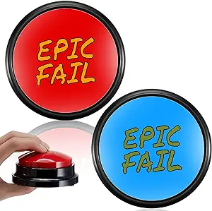 Photo 1 of 2 Pcs Epic Fail Recordable Button Sad Trombone Sound Effect Button Game Show Buzz Button for Family Game Trivia Nights Christmas Holiday Stocking Stuffer Gift Funny Toy, Batteries Not Included
