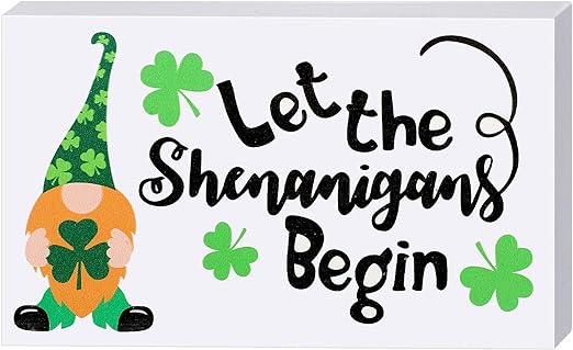 Photo 1 of 
St. Patrick's Day Wood Sign Green Gnomes Shamrock Block Wood Standing Decorative Irish Wooden Home Decoration for Home Wall Table Party Decor/
