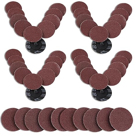 Photo 1 of 2 Inchs 50PCS Roll Lock Quick Change Discs Set 80 Grit Round Sanding Discs Sand Paper Set Sanding Discs for Die Grinder Surface Strip Grind Polish Burr Finish Rust Paint Removal
