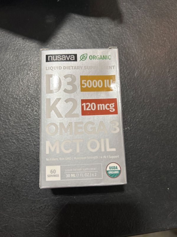 Photo 2 of (2 Pack) Organic Vitamin D3 K2 Drops w MCT Oil Omega 3, 5000 IU, Vitamin D Liquid 5000 IU, No Fillers, Non-GMO Liquid D3 for Body’s Defenses & Faster Absorption, Unflavored, 2 Fl Oz Liquid Vitamin D3
