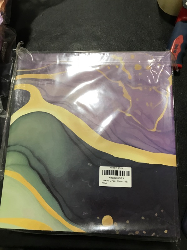 Photo 1 of 3 Ring Binder 2 Pack, Decorative Cute Three Ring Binder with 1 inch Round Ring for Letter Size Paper, Hardcover Binder Organizer for School, Office and Home (Green Marble) 1-Inch Without Sheet Protector Green Marble - 2 Pack