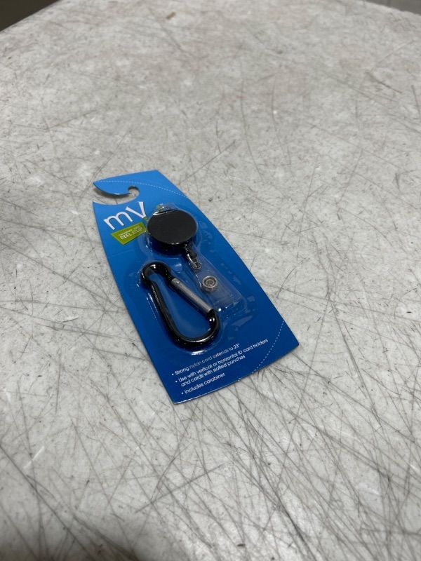 Photo 1 of Cosco MyID Carabiner Reel for ID Badge Holders, Key Cards and ID Cards, Black Anodized Metal (075024)