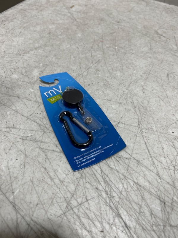 Photo 2 of Cosco MyID Carabiner Reel for ID Badge Holders, Key Cards and ID Cards, Black Anodized Metal (075024)