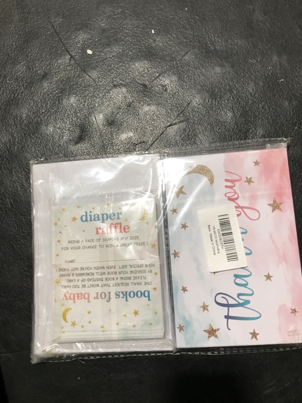 Photo 1 of Baby Shower Invitation Set, Fill In Invites Cards, Books For Baby, Diaper Raffle, Thank You, Twinkle Twinkle, Each Design 25 Cards & Envelopes (Total 100 Cards) – (bb010-taozhuang)