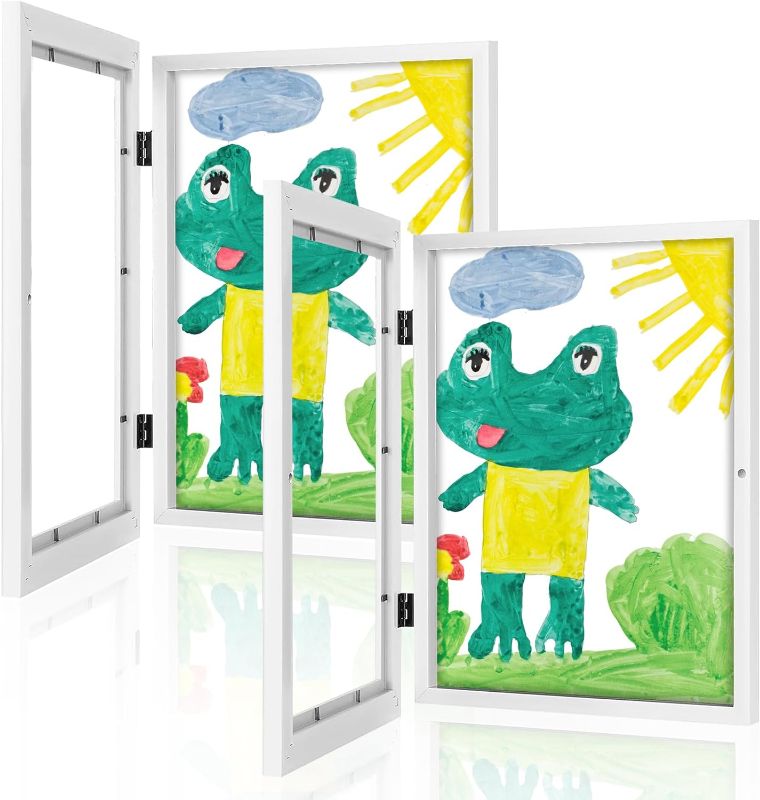 Photo 1 of [2-Pack] Kids Art Frames, 10x12.5 Front Opening Kids Artwork Frames Changeable, Artwork Display Storage Frame for Wall, 8x10.5 with Mat, Holds 100-150 Pcs Horizontal &Vertical, Picture Frame for 3D