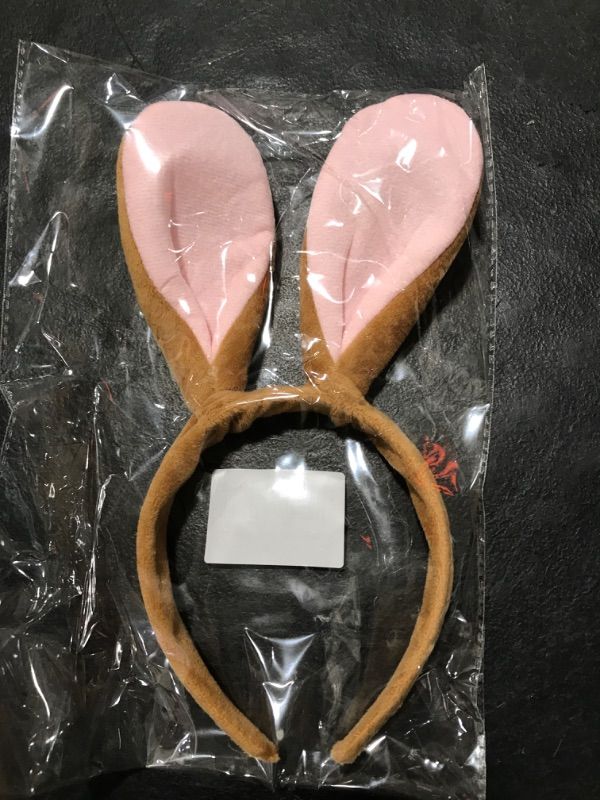 Photo 2 of Bunny Ears Headband, Cute Rabbit Ears for Easter Halloween Party Accessories,Kids Boys Girls Women Costume(brown) Bunny-brown