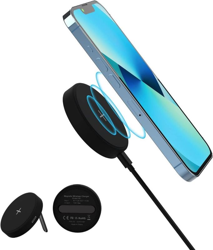 Photo 1 of YALANDER 15W Magnetic Wireless Charger for iPhone 14/13/12 Pro Max/Mini/Plus, Qi Fast Charging Pad for Samsung & Qi-Enabled Smart Phones,Travel...
