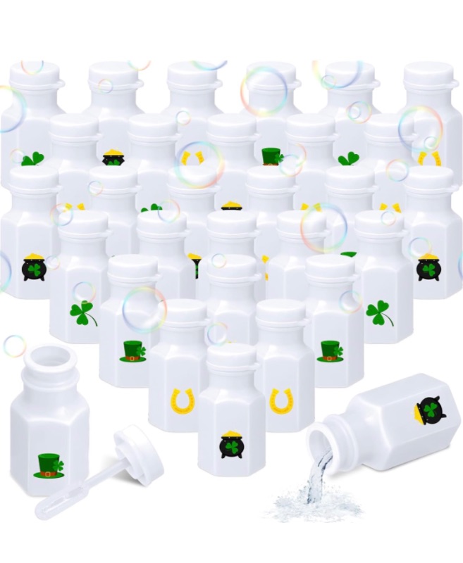 Photo 1 of 200 Pcs St. Patrick's Day Bubble Bottles Bulk Mini Bubble Blower Party Favors Toys Bubble Makers for Boys Girls Adults Wedding Celebration Outdoor Indoor Activity Use