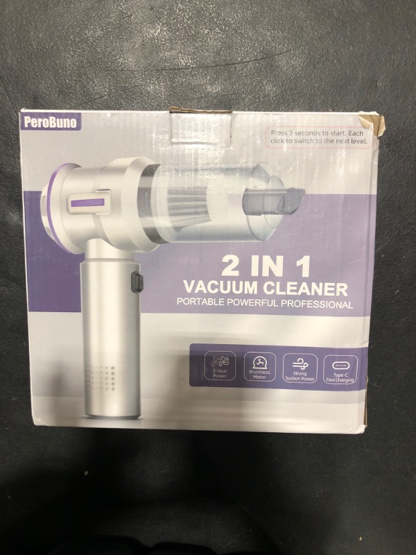 Photo 2 of PeroBuno Air Duster for PC, 200000RPM Compressed Air, Mini Vacuum 2-in-1, 35 mins Runtime, Brushless Motor Electric Air Blower with 3 Gear and Rechargeable Battery - Canned Air - Keyboard Cleaner