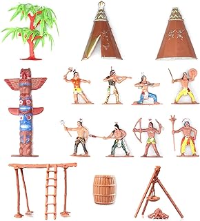 Photo 1 of 12 Pcs Native American Figurines Powhatan Indians Mini People Figurines Architectural Painted People Figures People Plastic Miniature Figurines Sand Tray Miniatures Toy for Miniature Scenes