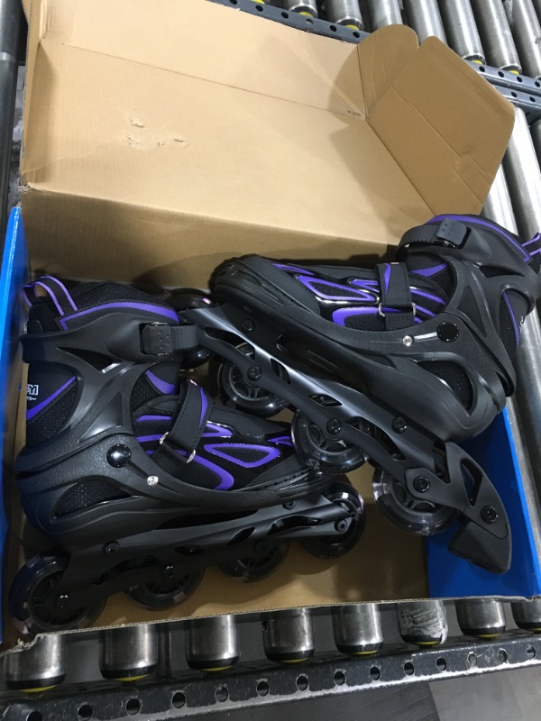 Photo 2 of 2PM SPORTS Vinal Girls Adjustable Flashing Inline Skates, All Wheels Light Up, Fun Illuminating Skates for Kids and Men size L
