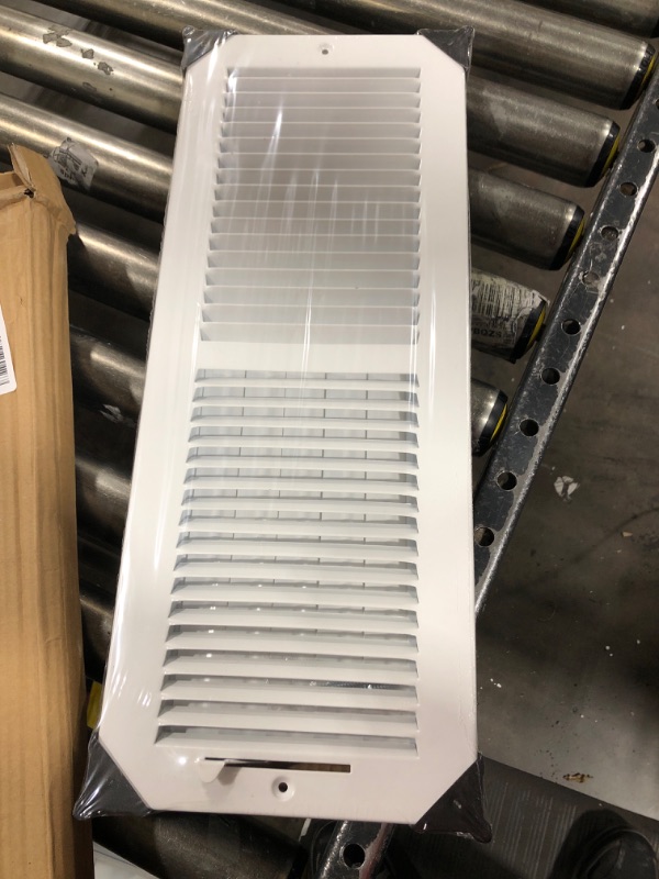 Photo 2 of 18" X 6" 2-Way-Vertical AIR Supply Grille - Vent Cover & Diffuser - Flat Stamped Face - White [Outer Dimensions: 19.75"w X 7.75"h] 18 x 6 - 2Way White