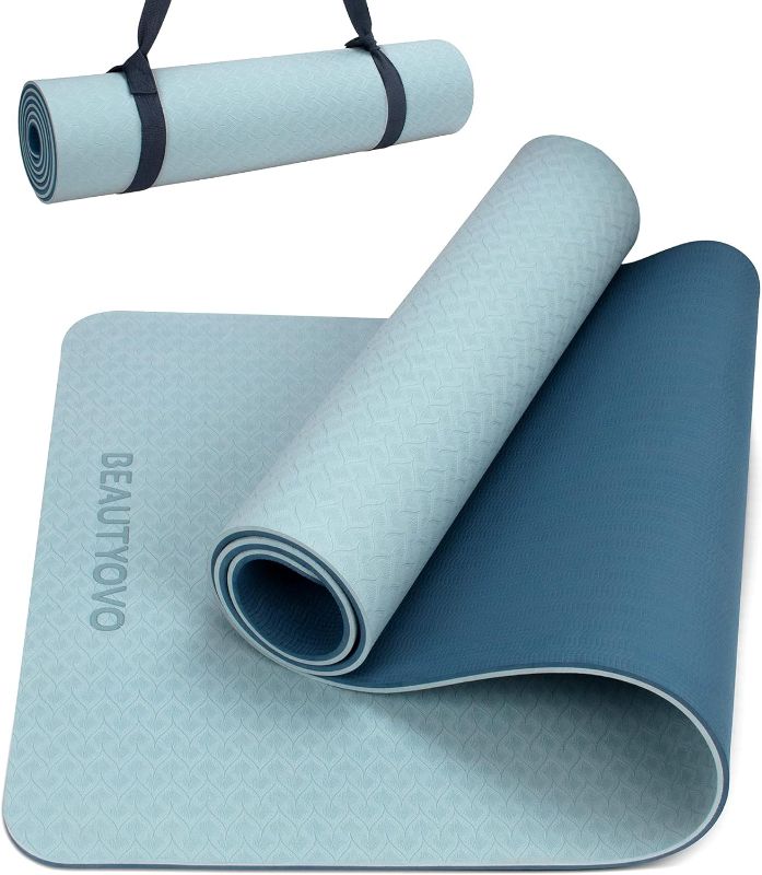 Photo 1 of BEAUTYOVO Yoga Mat with Strap, 1/3| 1/4 Inch Extra Thick Yoga Mat Double-sided Non Slip, Professional TPE| PVC Yoga Mats for Women Men, Workout Mat for Yoga, Pilates and Floor Exercises

