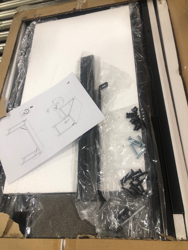 Photo 1 of CubiCubi Study Computer Desk 47" Home Office Writing Small Desk, Modern Simple Style PC Table, Black Metal Frame, Rustic Brown 47 inch Brown