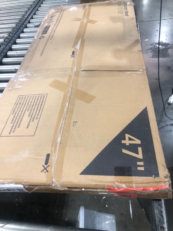 Photo 1 of CubiCubi Study Computer Desk 47" Home Office Writing Small Desk, Modern Simple Style PC Table, Black Metal Frame, Rustic Brown 47 inch Brown