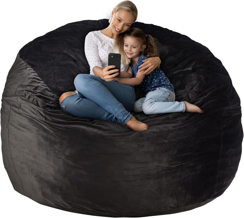 Photo 1 of HABUTWAY Bean Bag Chair: Giant  Memory Foam Furniture Bean Bag Chairs for Adults with Microfiber Cover - Black
