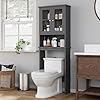 Photo 1 of Shintenchi Over The Toilet Storage Cabinet, Bathroom Shelf Organizer with Anti-Tip Device Small Freestanding Space Saver with Adjustable Shelf, Gray Grey Wood Door