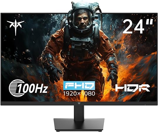 Photo 1 of 24 Inch 1080P Full HD Computer Monitor, 100Hz HDR10 Frameless Gaming Monitor with Freesync, HDMI & VGA Ports PC Monitor for Working, VESA, Tilt Adjustable, Eye Care, H24V13
