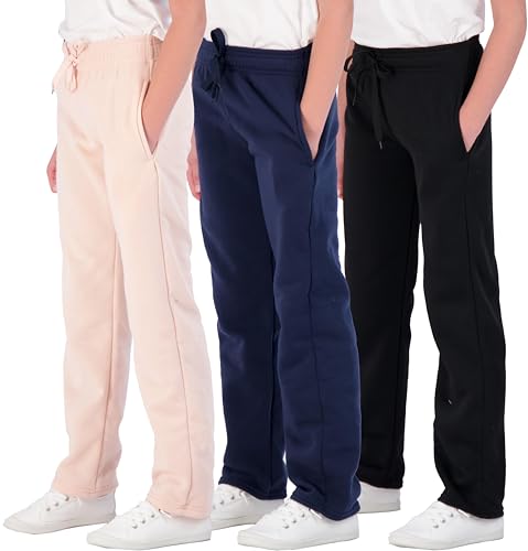 Photo 1 of 3 Pack: Girls Fleece Girl Open Bottom Sweatpants Pants Soft Athletic Pant Track Warm Sweatpant Casual Pockets Lounge Joggers Sports Pajama Kids Clothi
SIZE XL