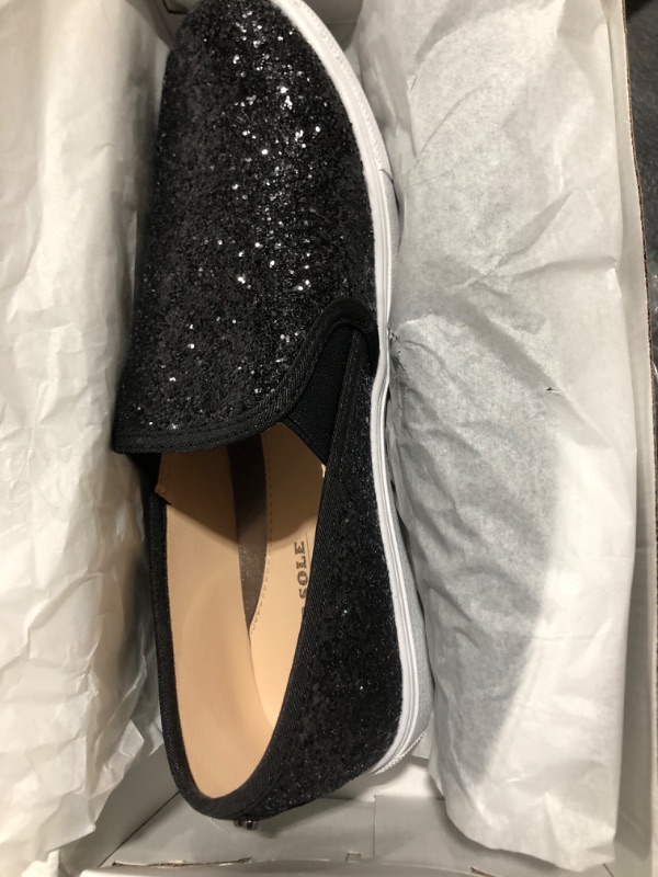 Photo 2 of FEVERSOLE Women's Fashion Slip-On Sneaker Casual Flat Loafers 9 Black Glitter
SIZE 40