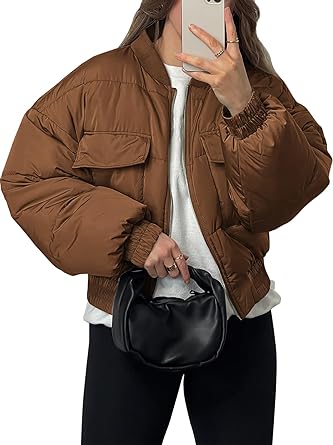 Photo 1 of Danedvi Womens Winter Cropped Puffer Jackets Zip Baseball Collar Baggy Coats Outwear Size Small 