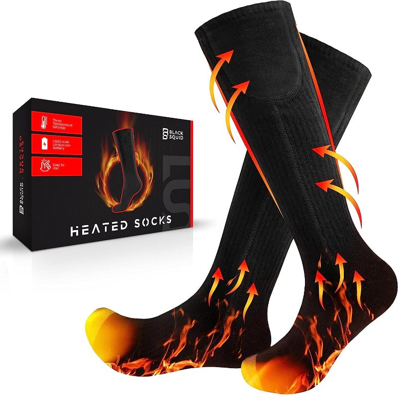 Photo 1 of 2024 Upgraded 4000mAh Rechargeable Heated Socks for Men Women - Washable Electric Thermal Warming Socks for Hunting Winter Skiing Outdoors - Battery Included
