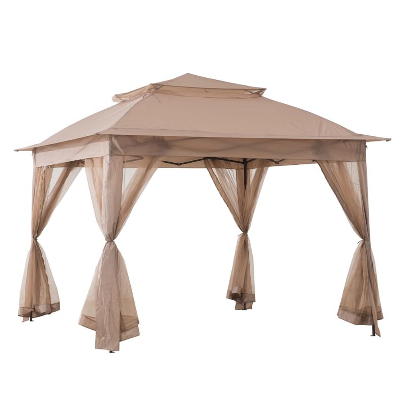 Photo 1 of Abri De Jardin Escamotable Carré, Kaki De 11 Pi X 11 Pi Par Sunjoy Avec Toit En Polyester A109000101 - Rona
