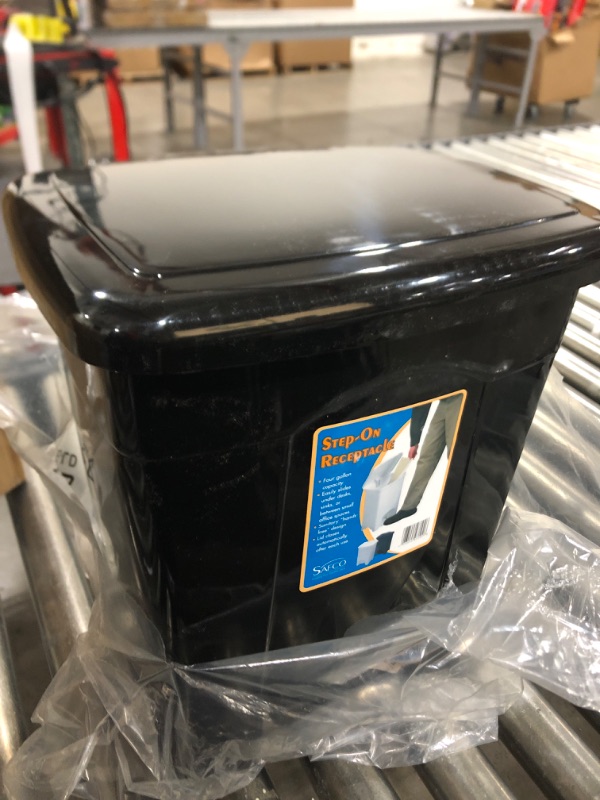 Photo 2 of Safco Products 9710BL Plastic Step-On Waste Receptacle, 4-Gallon, Black